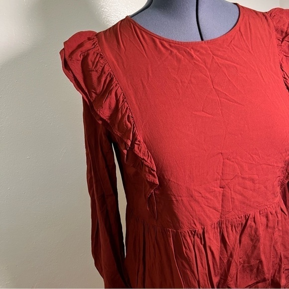 Loft Wild Currant Ruffle-Sleeve Peplum Top - Picture 6 of 12